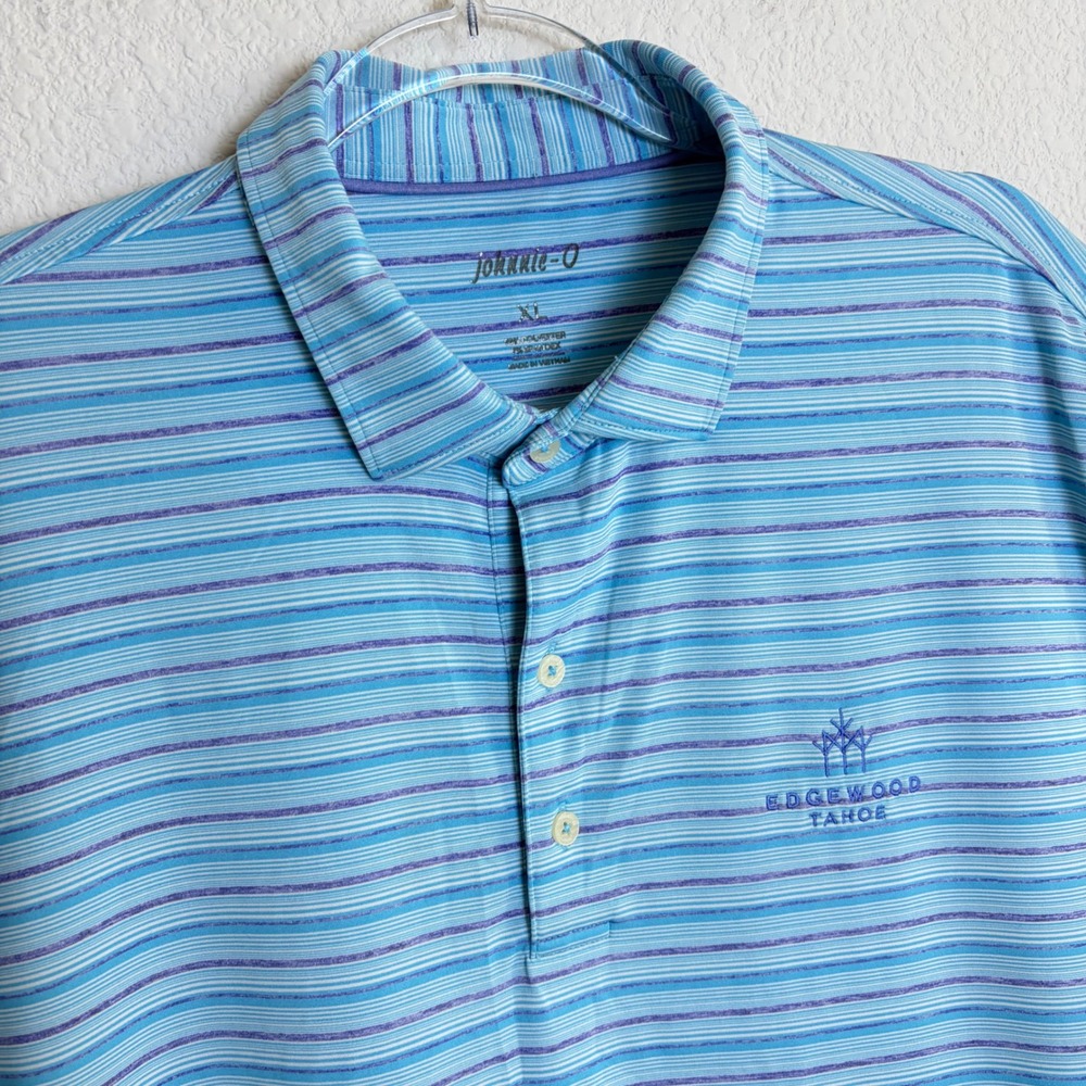 Johnnie-O Mens Niagara Striped Performance Polo Shirt XL Edgewood Lake Tahoe